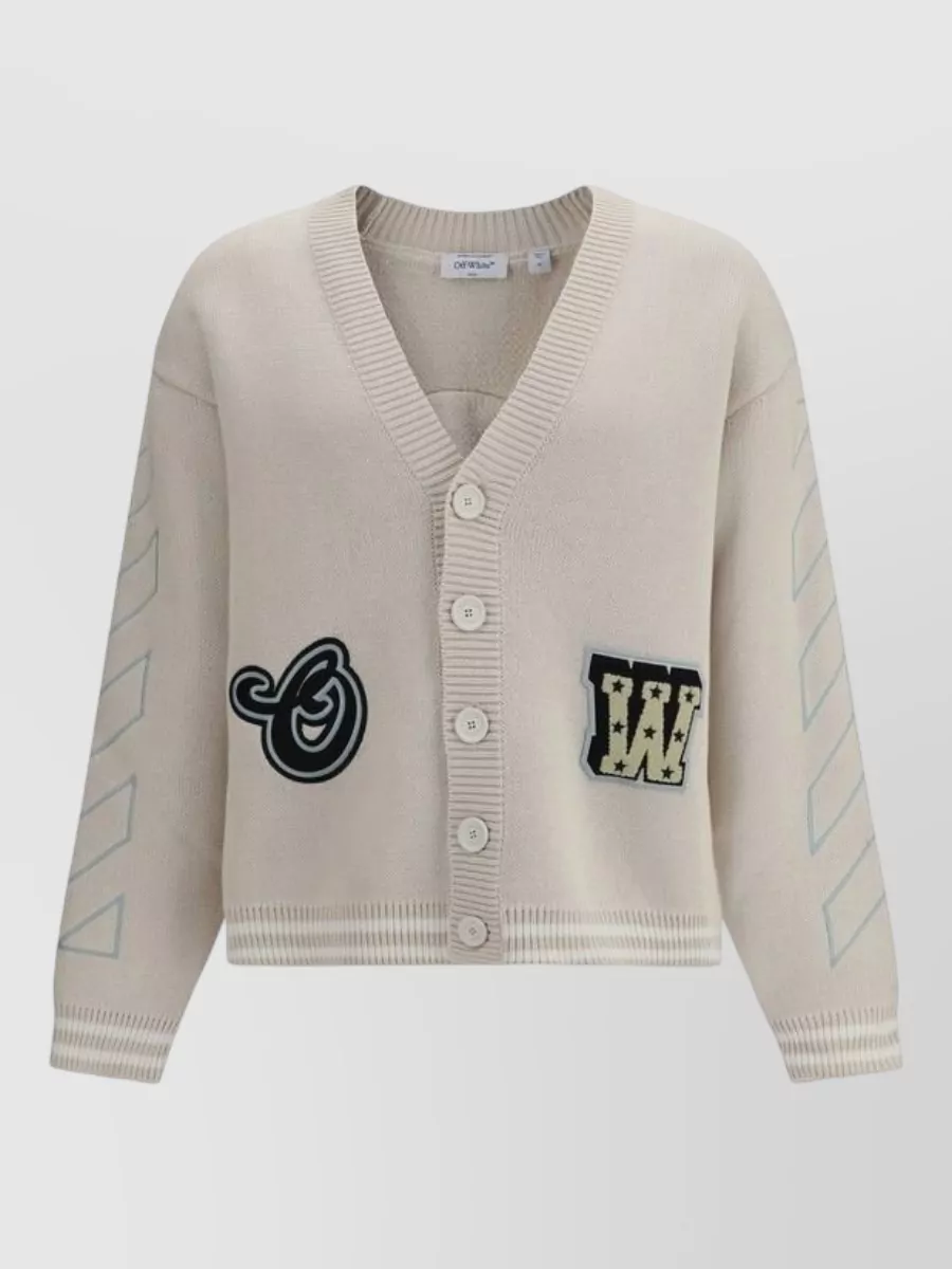 Off-White cotton varsity cardigan