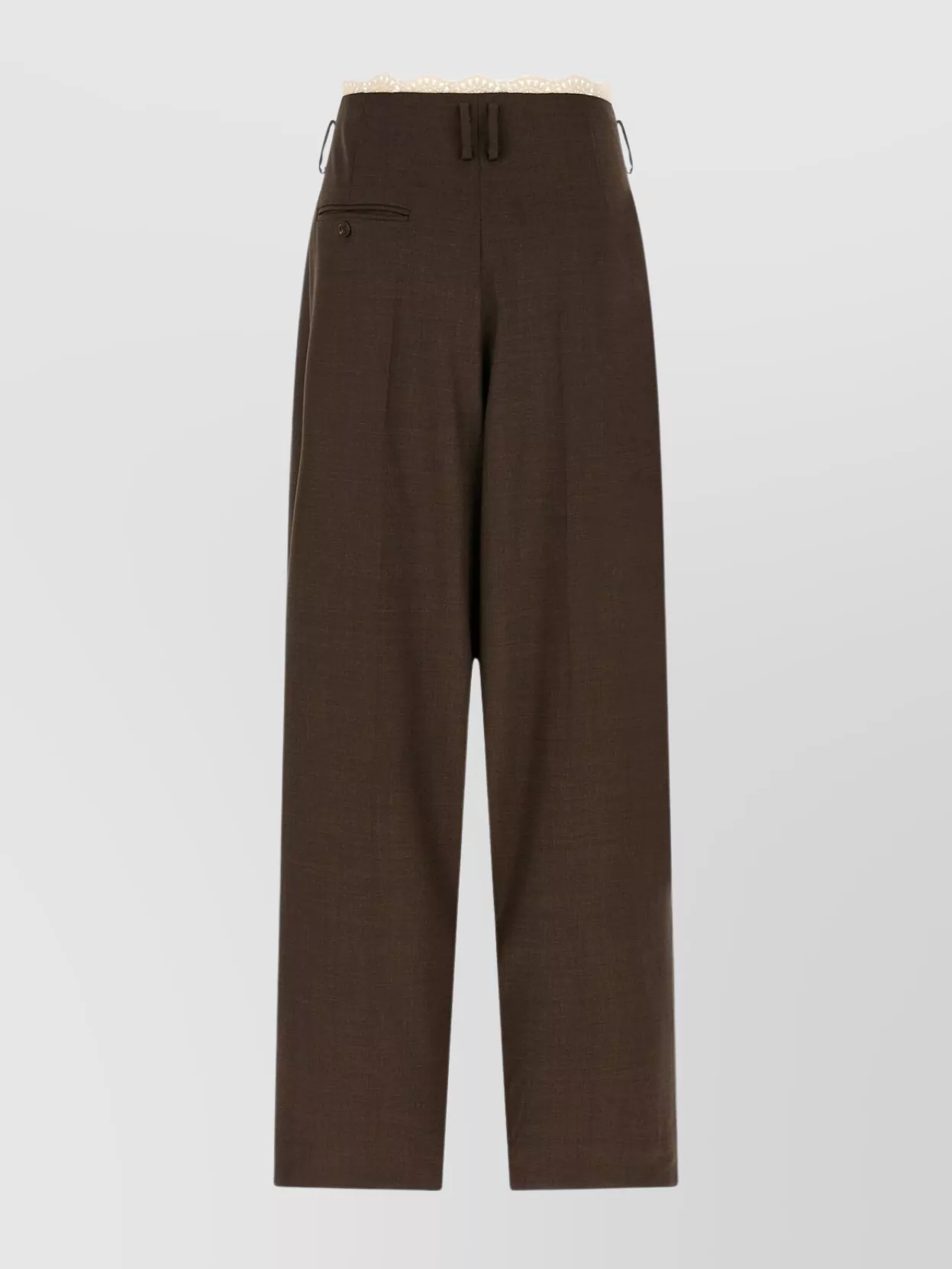Magda Butrym Lace Trim Trousers With Back Pocket And Belt Loops In Brown