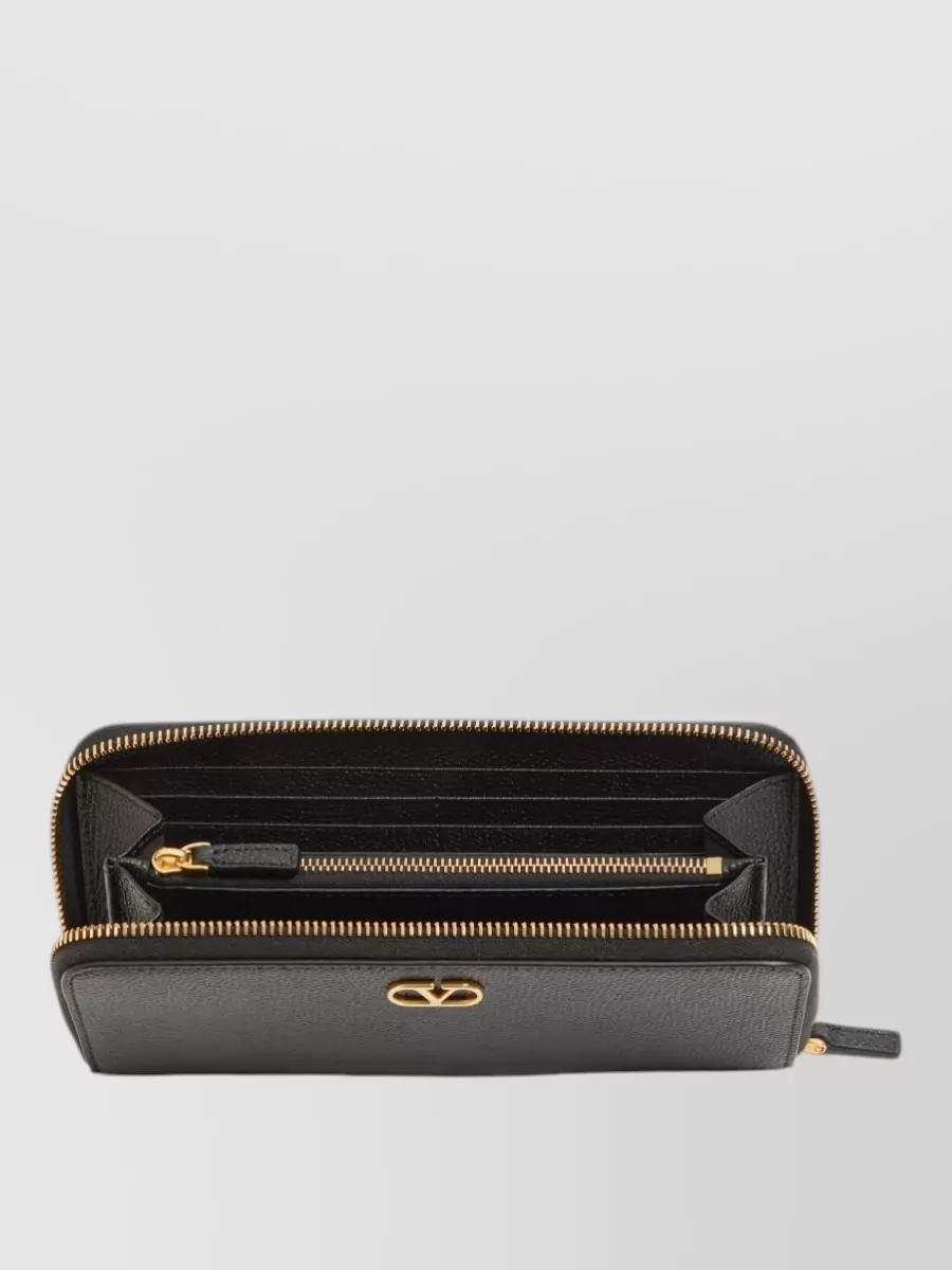 Valentino Garavani Leather Zip Around Wallet