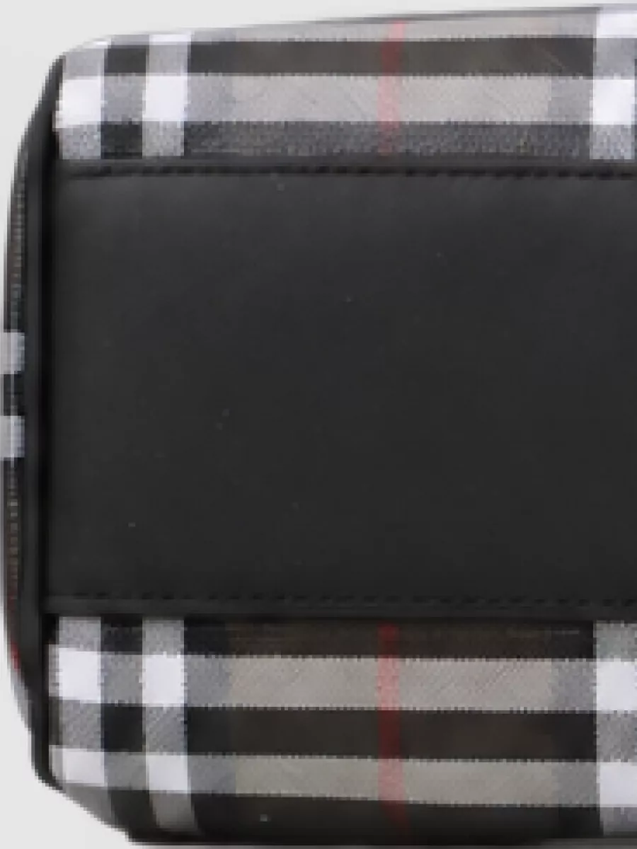 Burberry Check Mini Bowling Cotton Clutch Bag