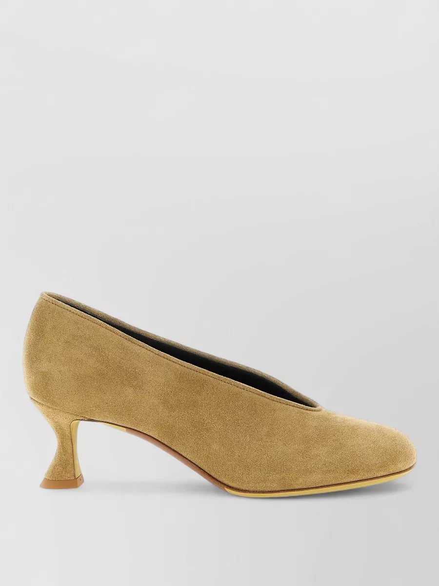 Moschino Duck Pumps Curved Heel Suede Finish