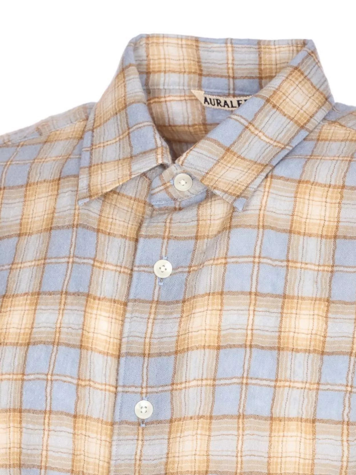 Auralee Long Sleeve Check Pattern Wool Shirt