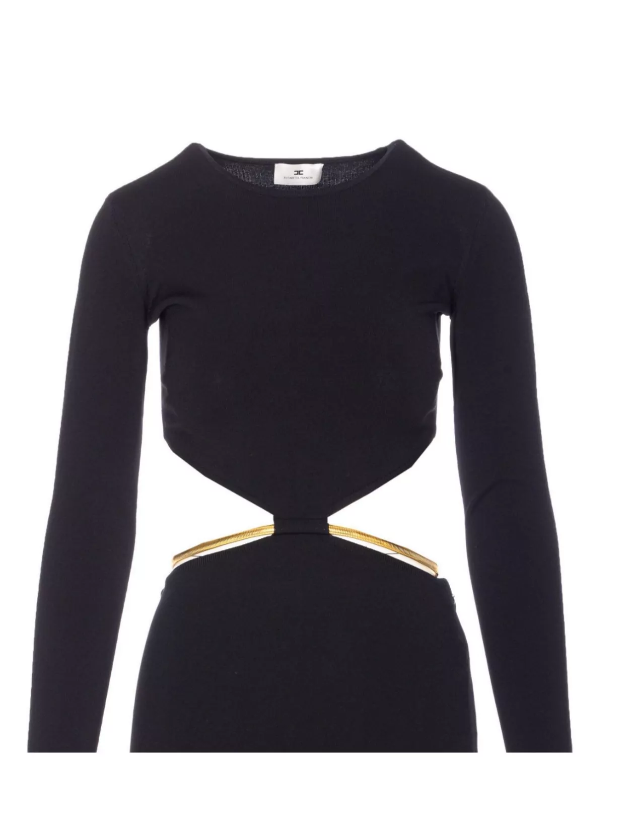 Elisabetta Franchi Crewneck Cut-Out Maxi Dress With Gold Detail