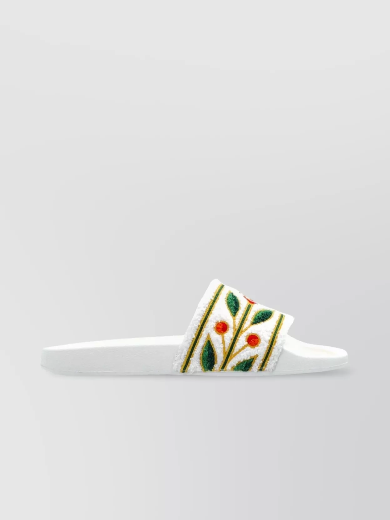 Casablanca Embroidered Terry Strap Flat Sole Sliders