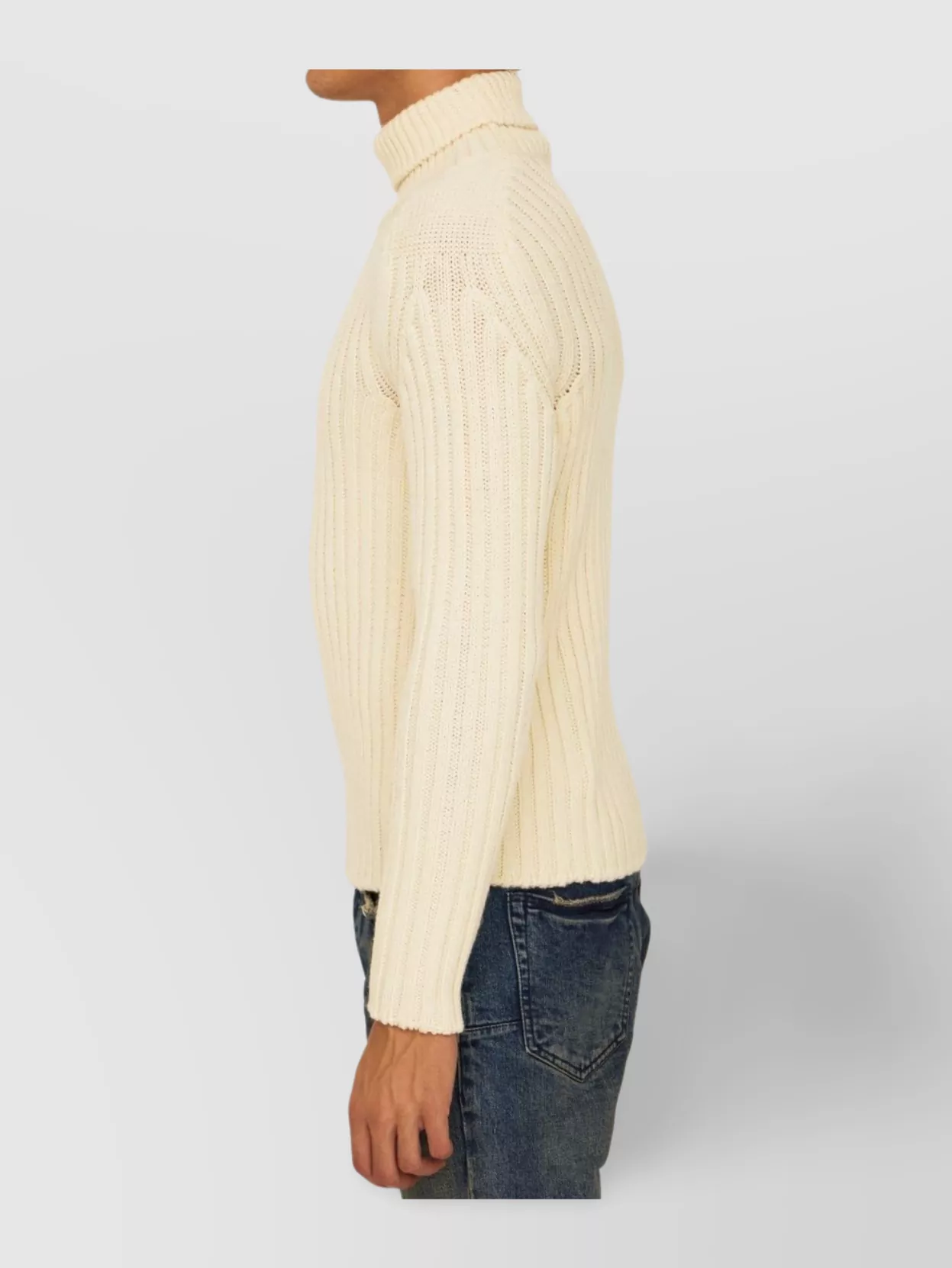 Ten C Slim Fit Wool Turtleneck Sweater In Neutral