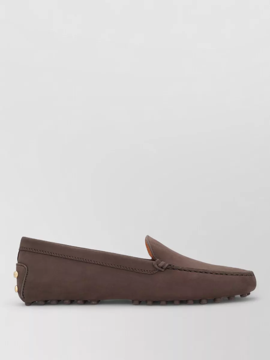 Tod's Nubuck Moccasin Loafers Rubber Sole