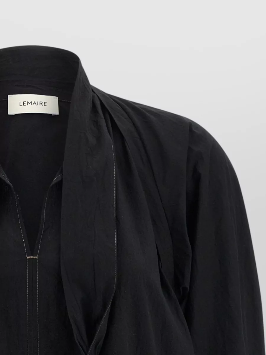 Lemaire Cotton V-Neck Knotted Scarf Shirt