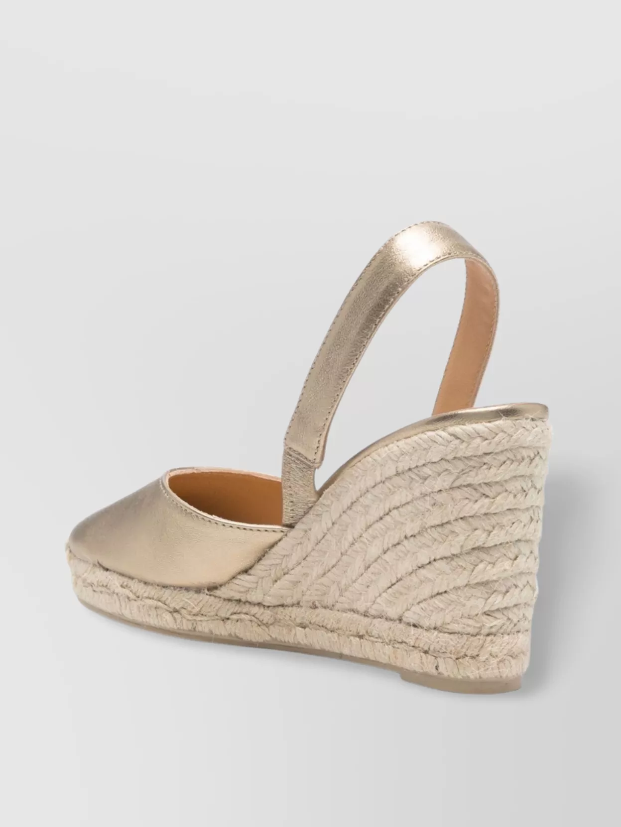 Castaner Metallic Raffia Wedge Espadrilles With Rubber Sole