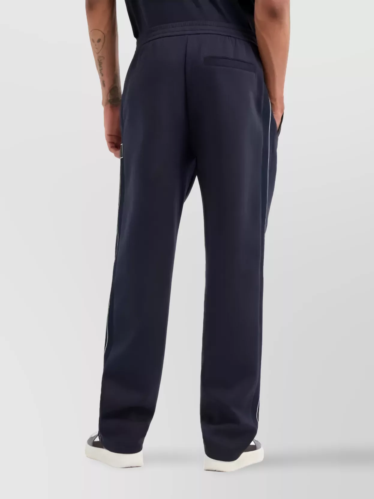 Armani Exchange Tailored Trousers With Pockets And Elastic Waistband In Blue