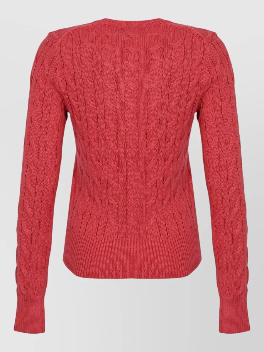 Polo Ralph Lauren Crewneck Cable Knit Sweater Ribbed Trims