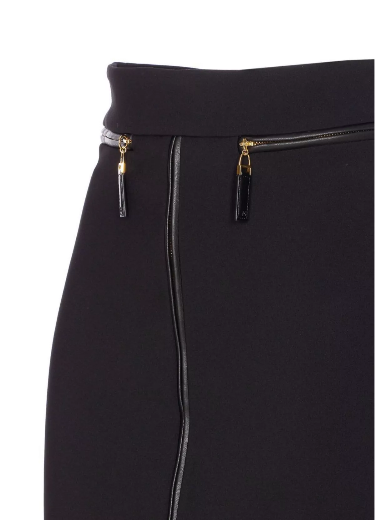 Elisabetta Franchi High Waist Maxi Zip Skirt With Gold-tone Hardware In Black