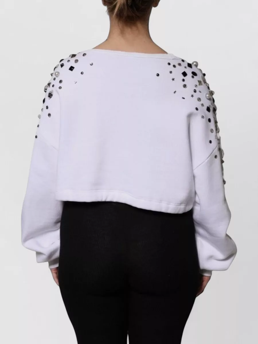 Dolce&Gabbana Embellished Long-Sleeve Cropped Sweatshirt