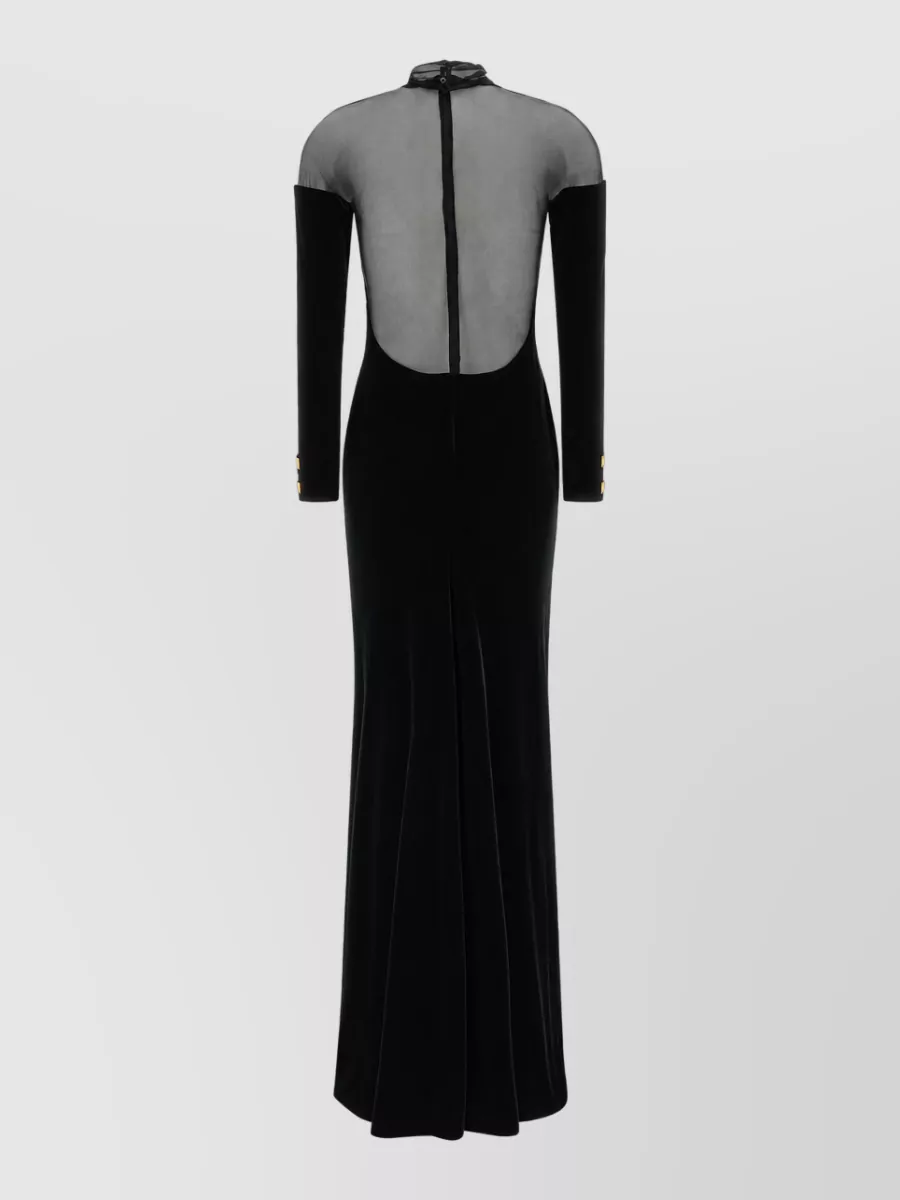Elisabetta Franchi sheer panel long-sleeve maxi dress