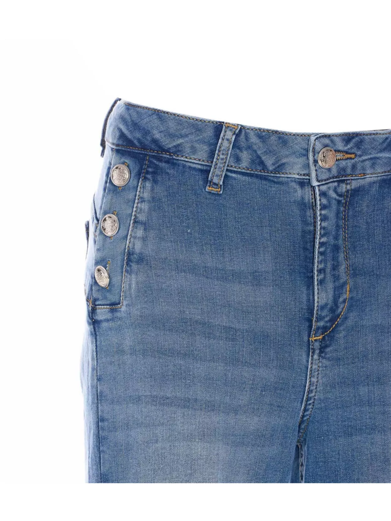 Shop Liu •jo Flared Denim Jeans Button Detail