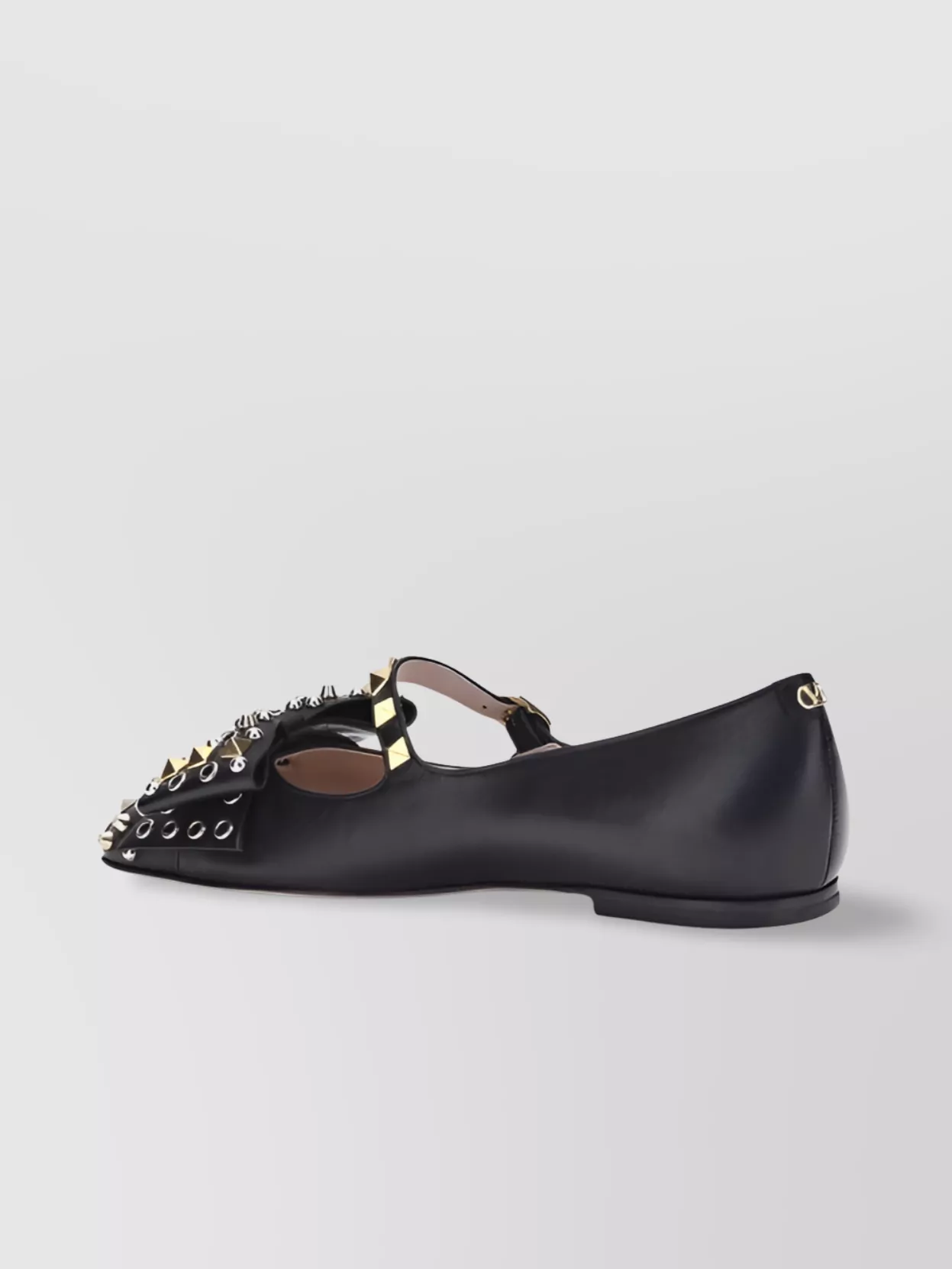 Valentino Kid Leather Bowow Ballerina Shoes In Black