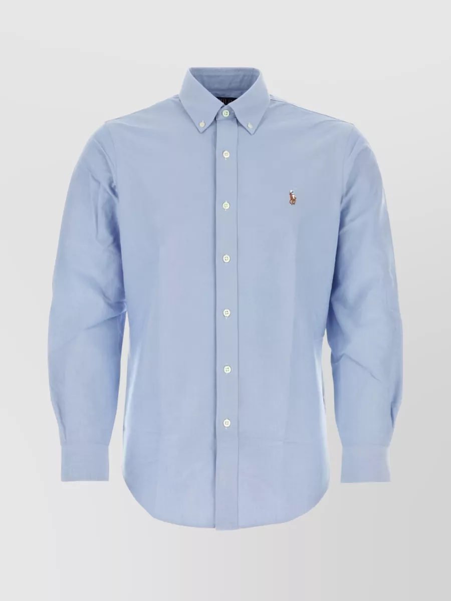 Shop Polo Ralph Lauren Logo Embroidered Cotton Shirt In Pastel