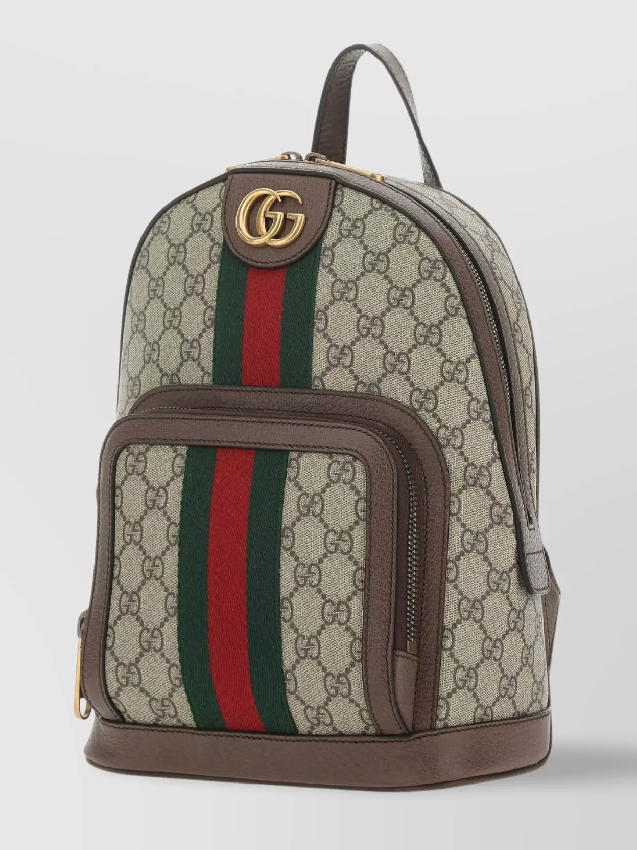 Gucci Gg Monogram Striped Backpack In Brown