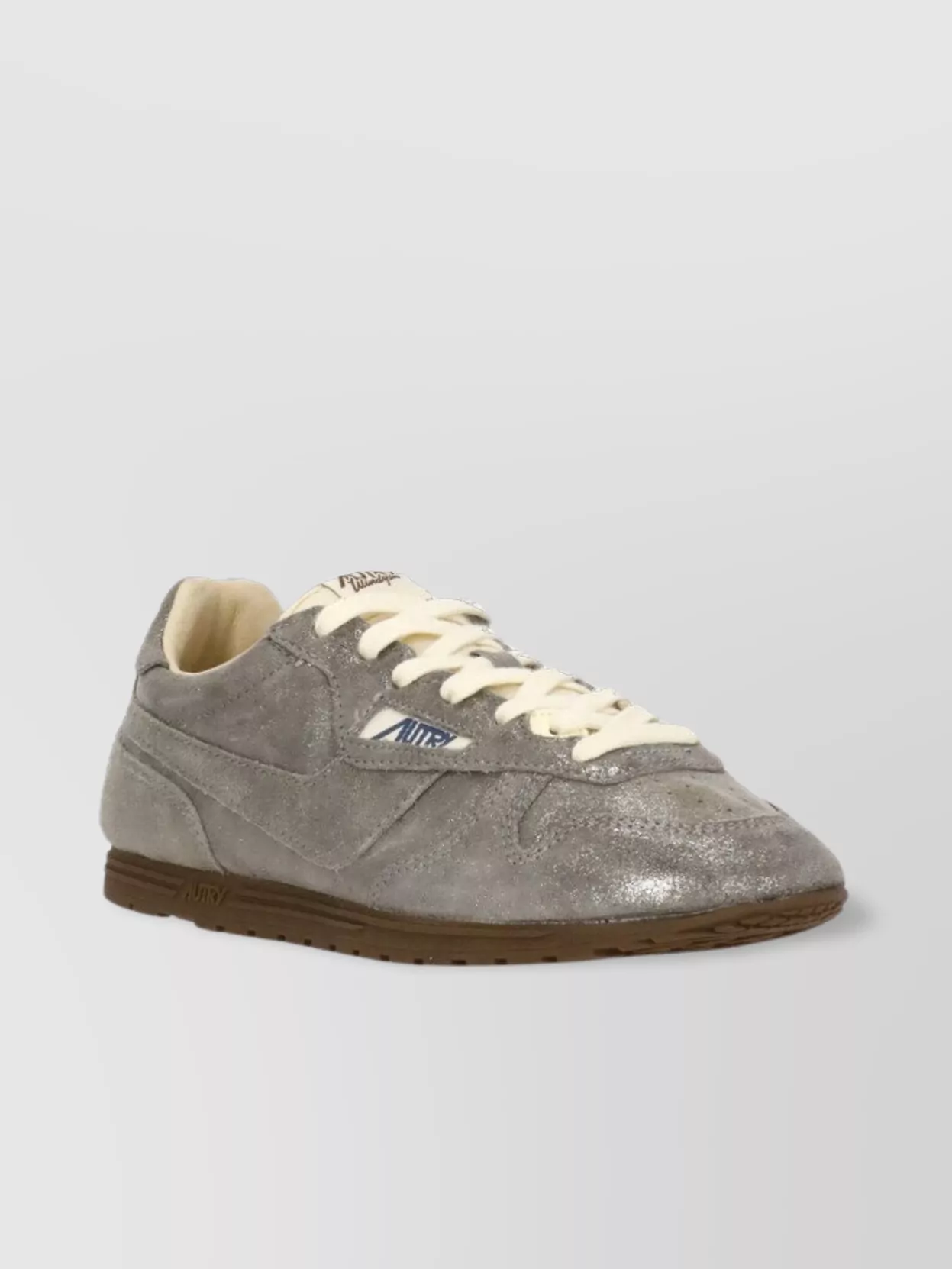Autry Sparkling Low Top Leather Sneakers In Gray