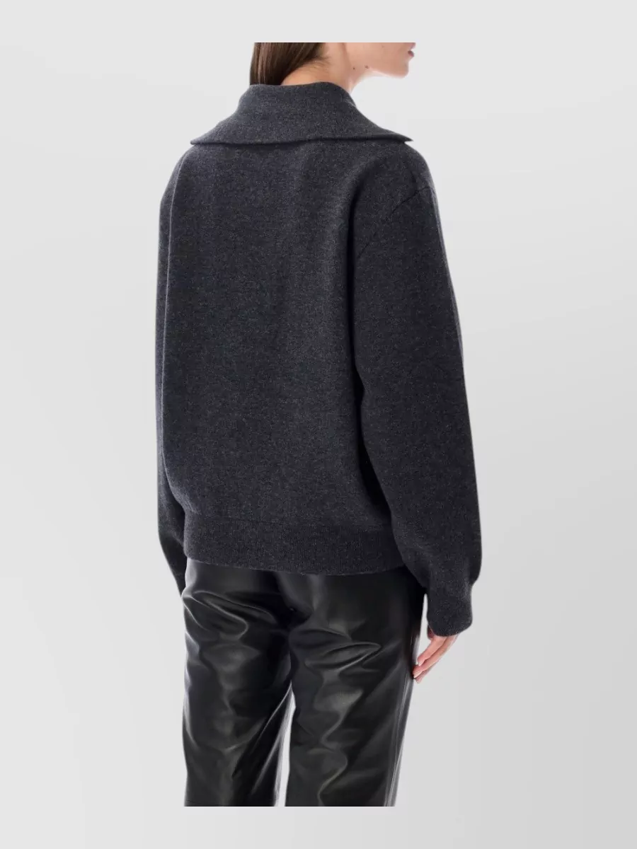 Róhe Cashmere Merino Wool Zip High Neck Sweatshirt
