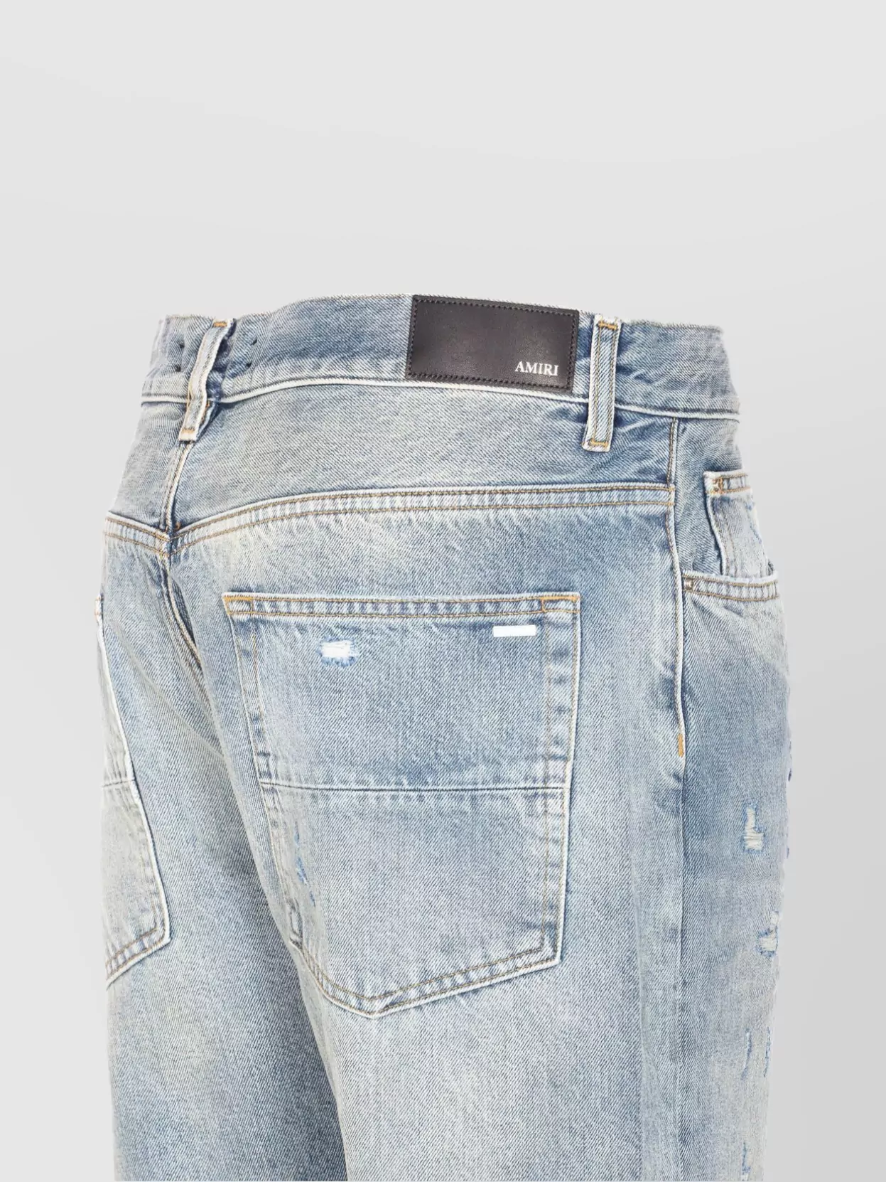 Amiri Straight Leg Mid-Rise Distressed Trousers