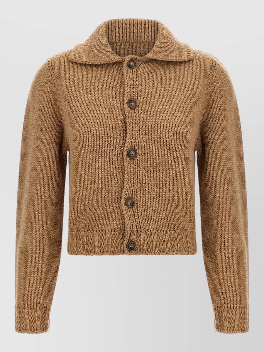 Mm6 Maison Margiela wool blend cropped ribbed cardigan