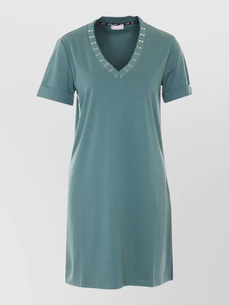 Liu Jo Cotton V-Neck Short-Sleeve Mini Dress