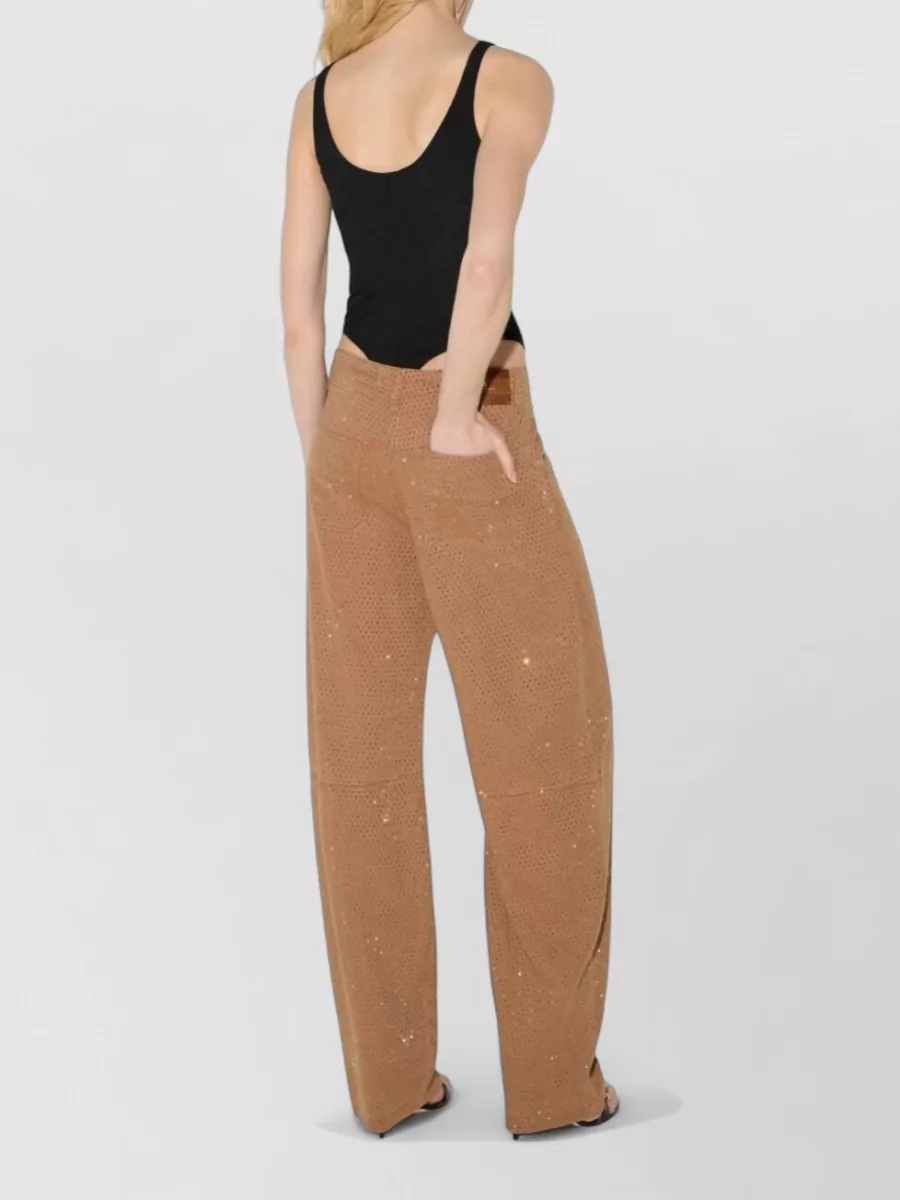 Elisabetta Franchi Lyocell Rhinestone Embellished Straight-Leg Trousers