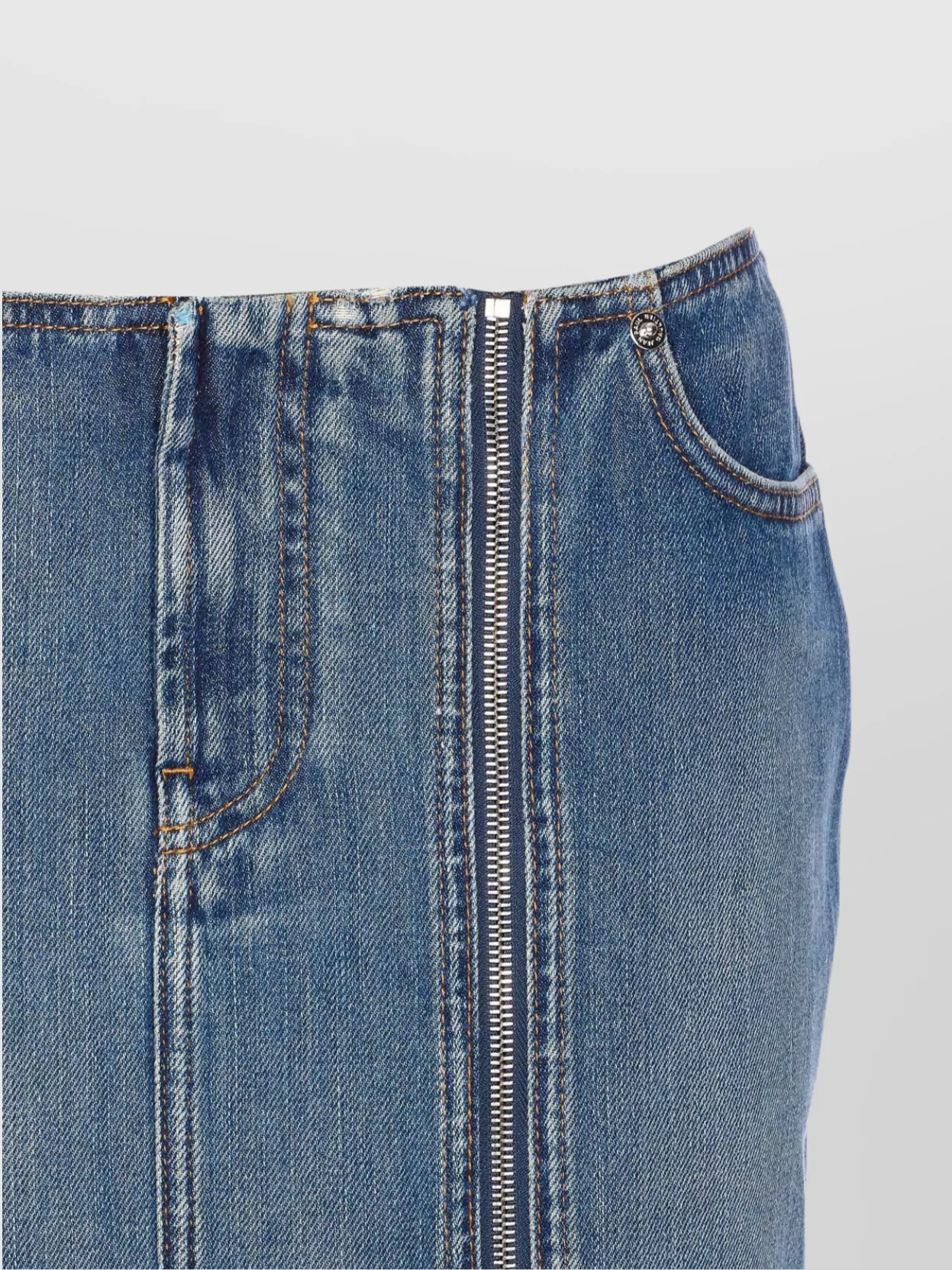 Jean Paul Gaultier Mini Denim Skirt With Pockets And Loops In Multi