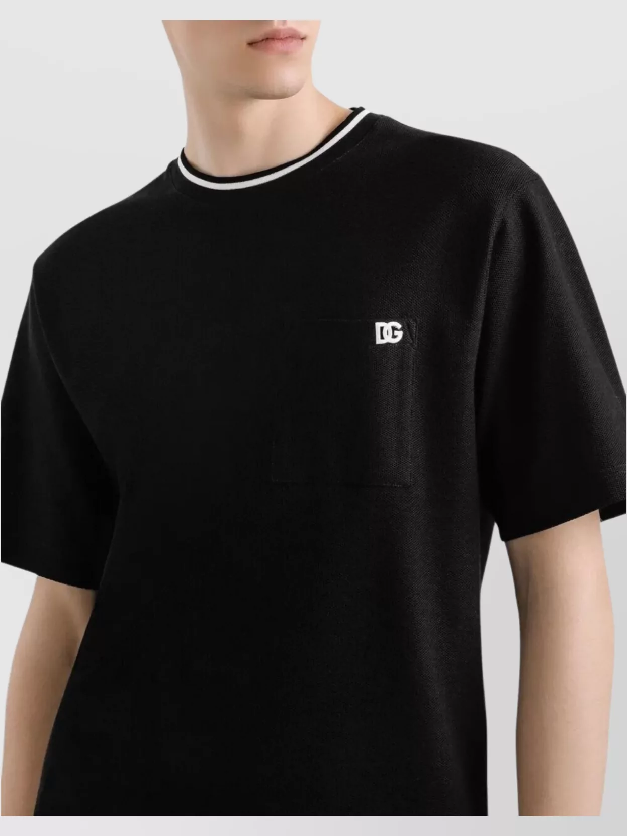 Dolce&Gabbana Contrast Collar Cotton Piqué T-Shirt