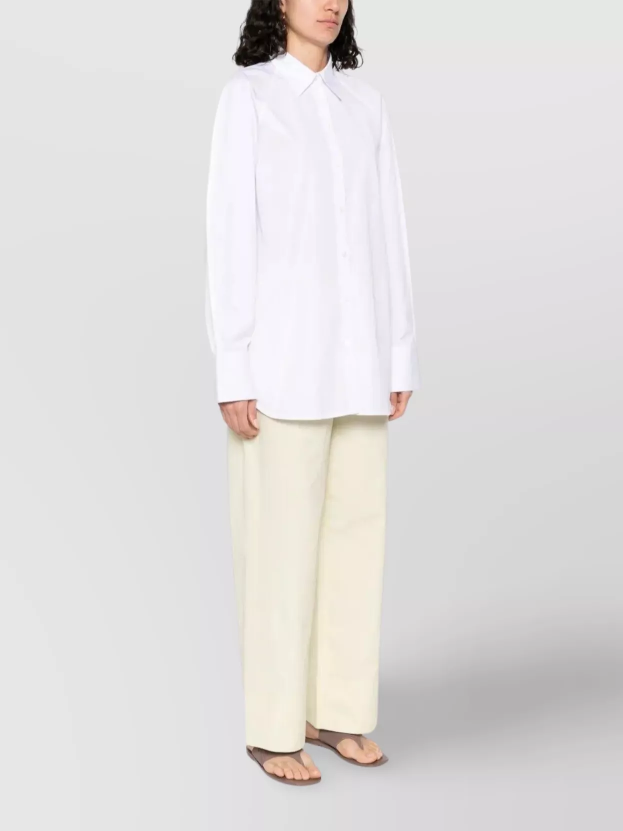 Totême Raw Raglan Shirt With Curved Hem In White