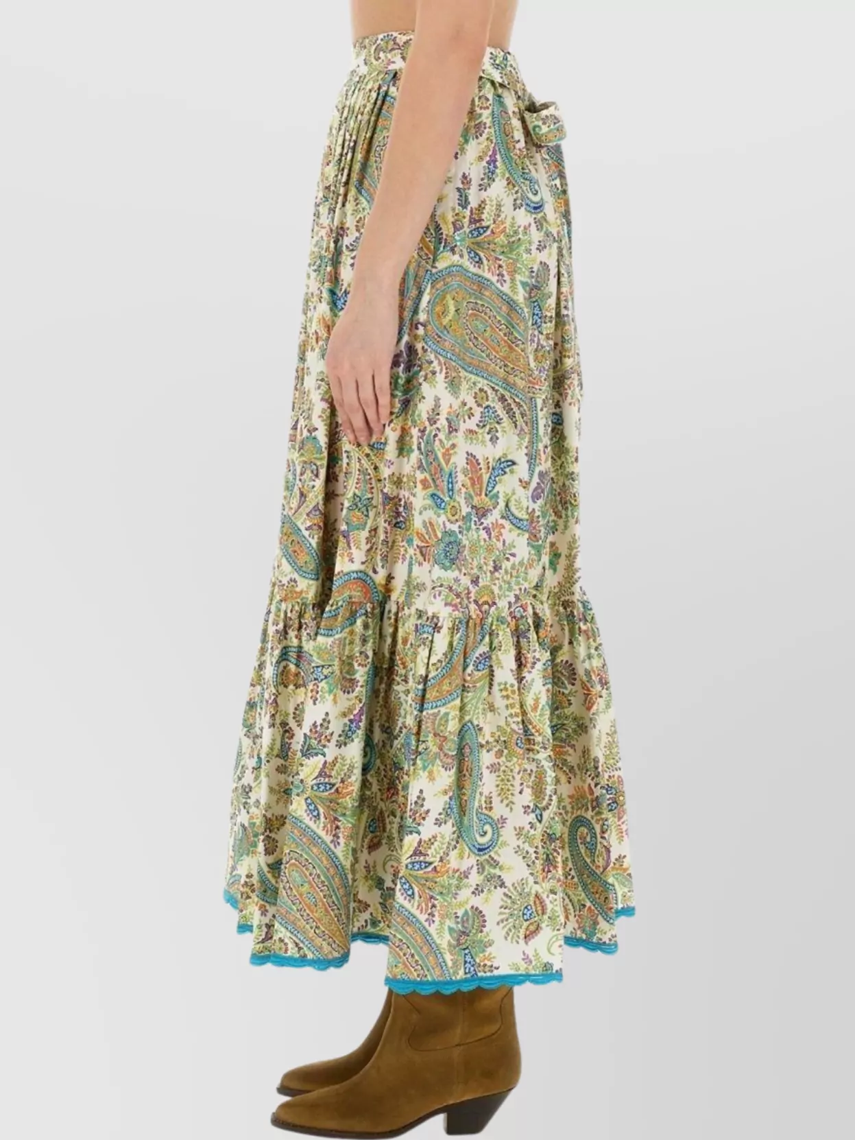 Etro Tiered Paisley Print Long Skirt With Ruffled Hems
