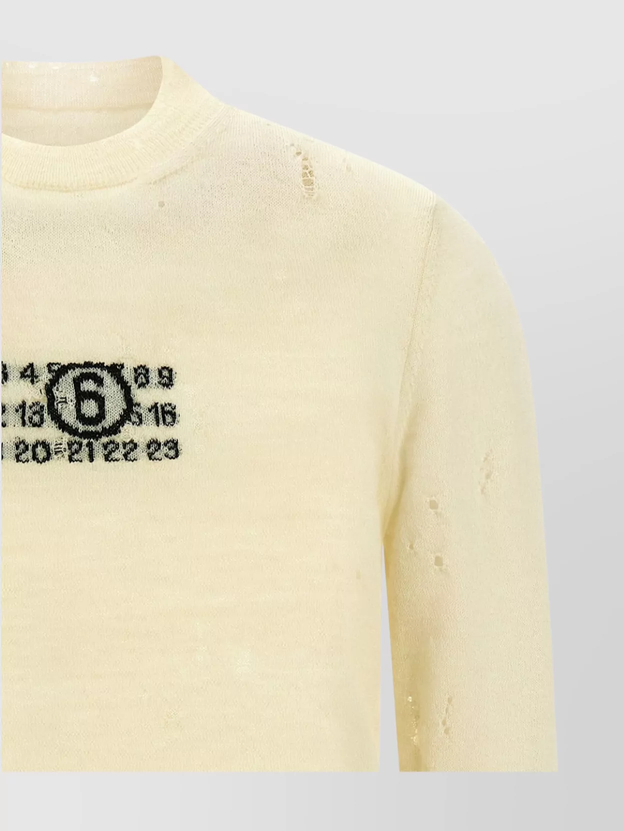 Mm6 Maison Margiela Crew Neck Distressed Graphic Print Sweater