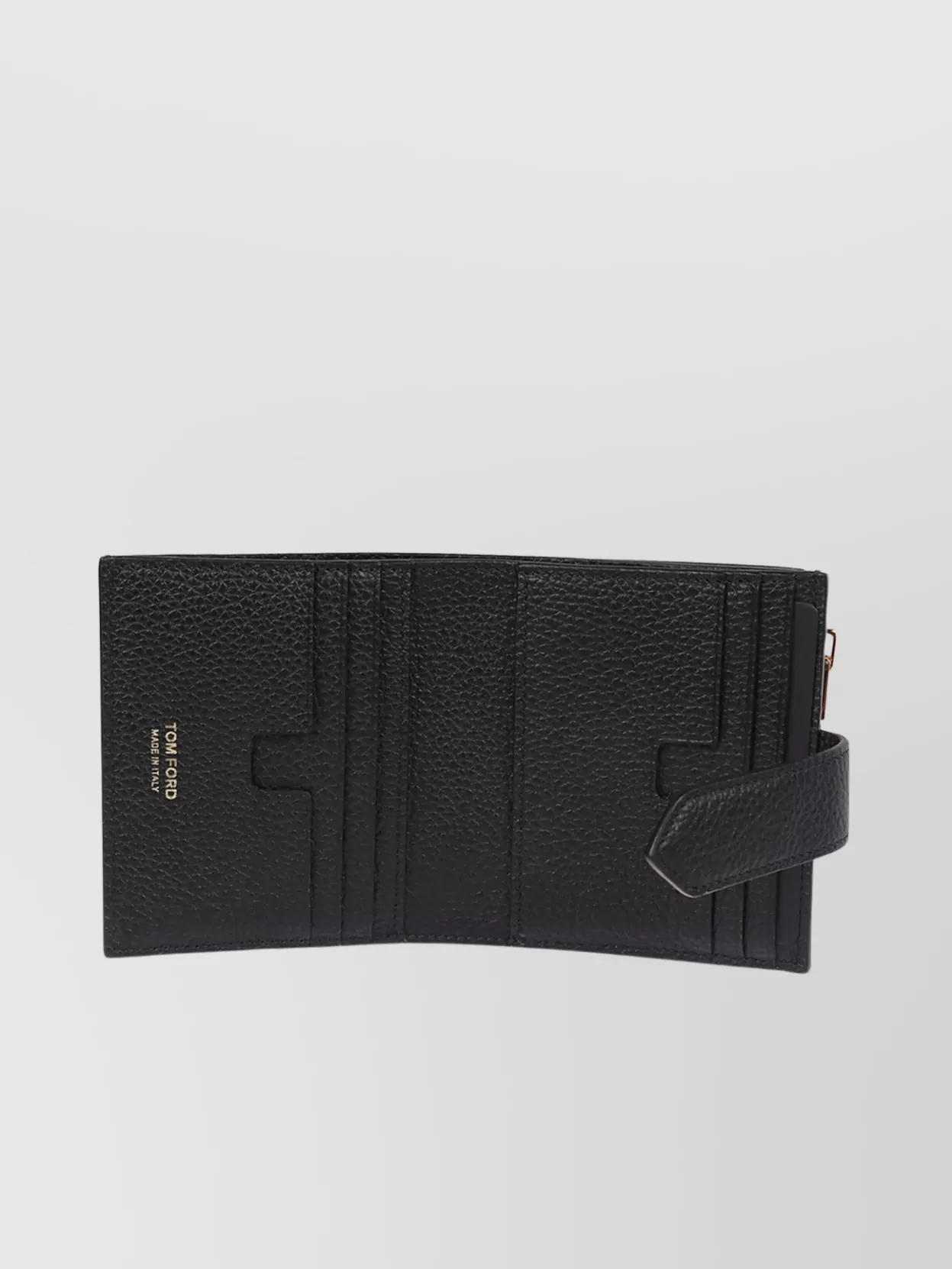 Tom Ford Leather Wallet With Gold-Tone Hardware And Textured Finish