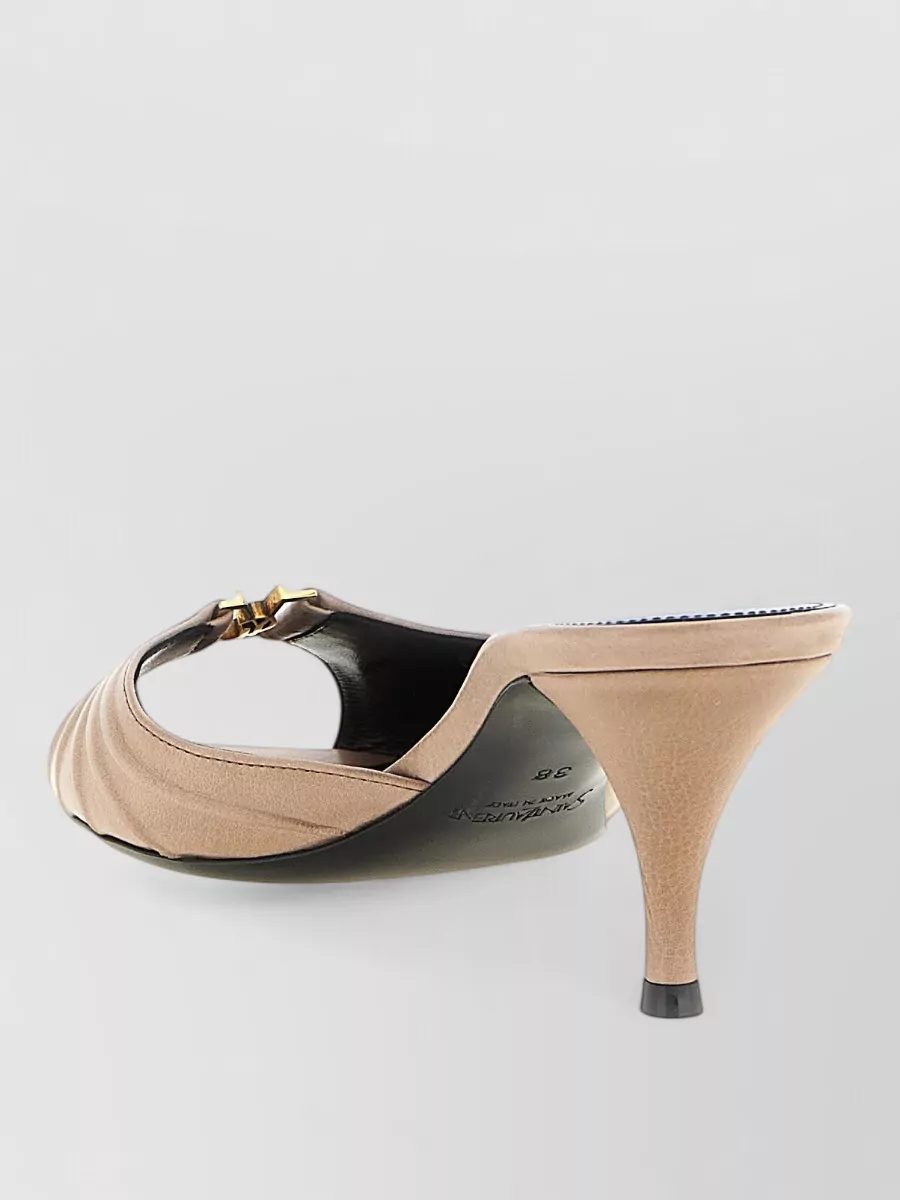Saint Laurent Leather Babylone Peep-Toe Stiletto Mules