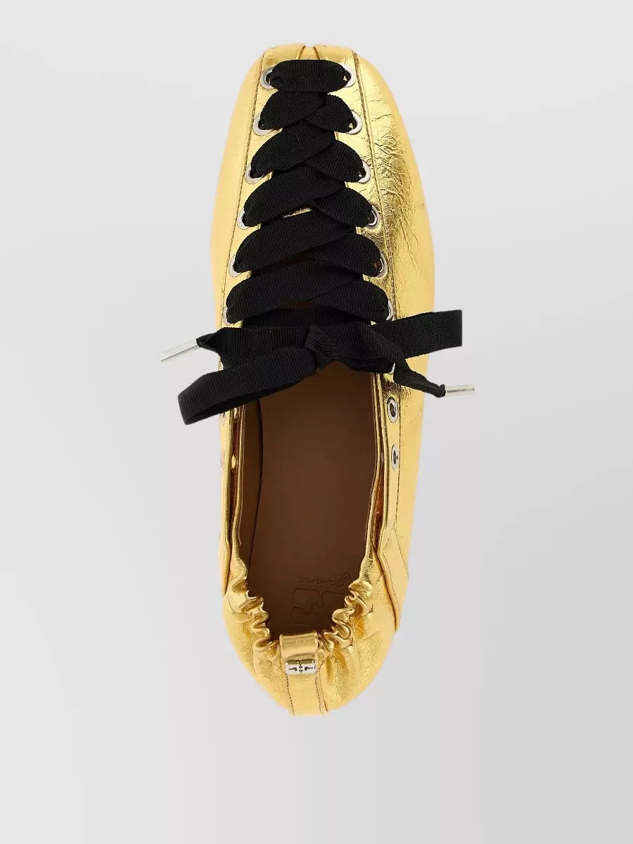 Ganni Lace-Up Ballet Flats