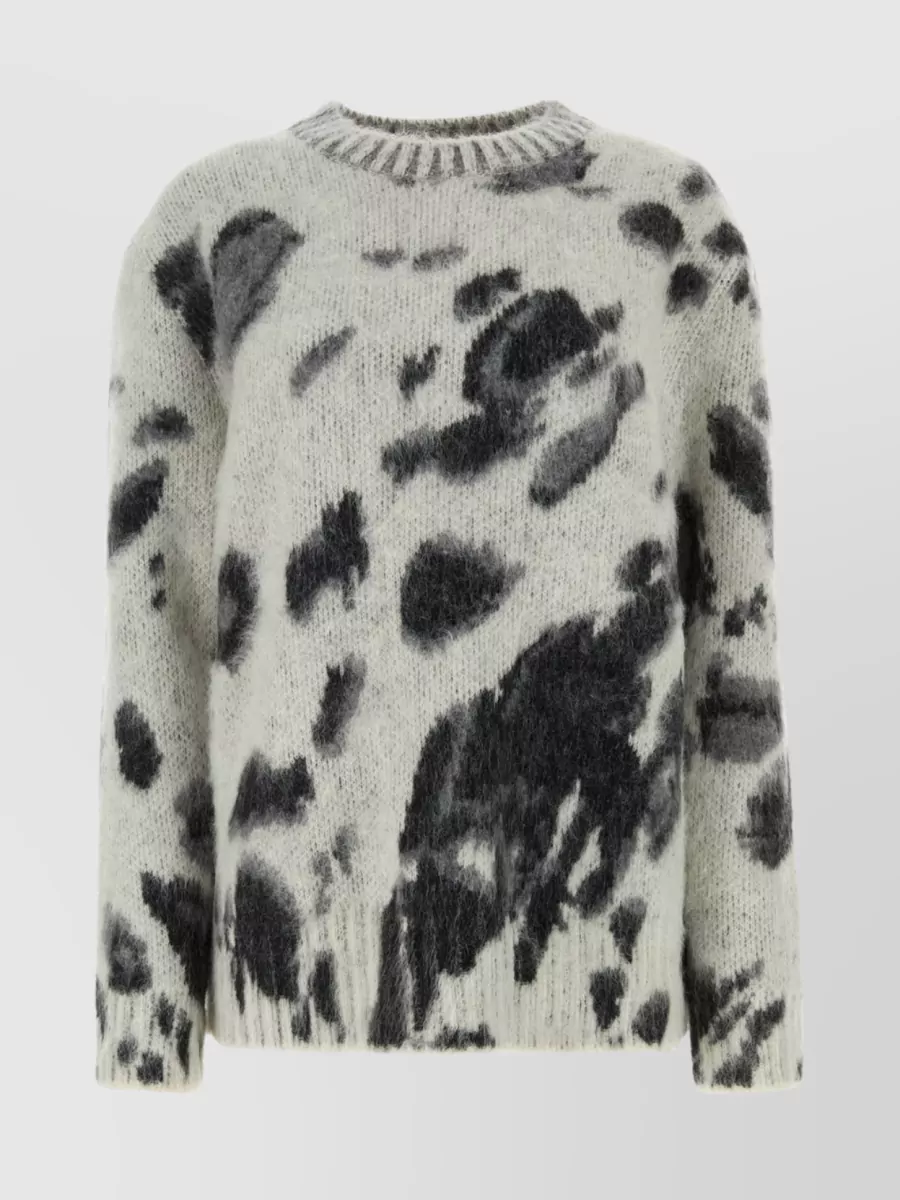 Shop Stella Mccartney Animal Print Wool Blend Oversize Sweater In White