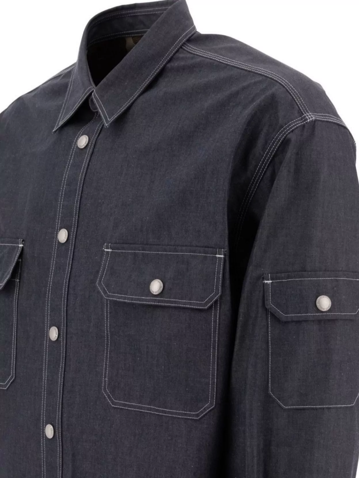 Comme Des Garçons Homme Denim Overshirt Long Sleeves Dual Chest Pockets