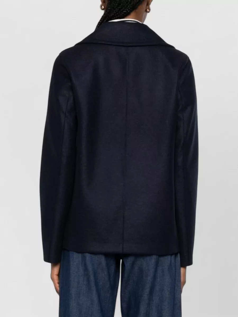 Harris Wharf London Wool Coat Double Breasted Front Pockets