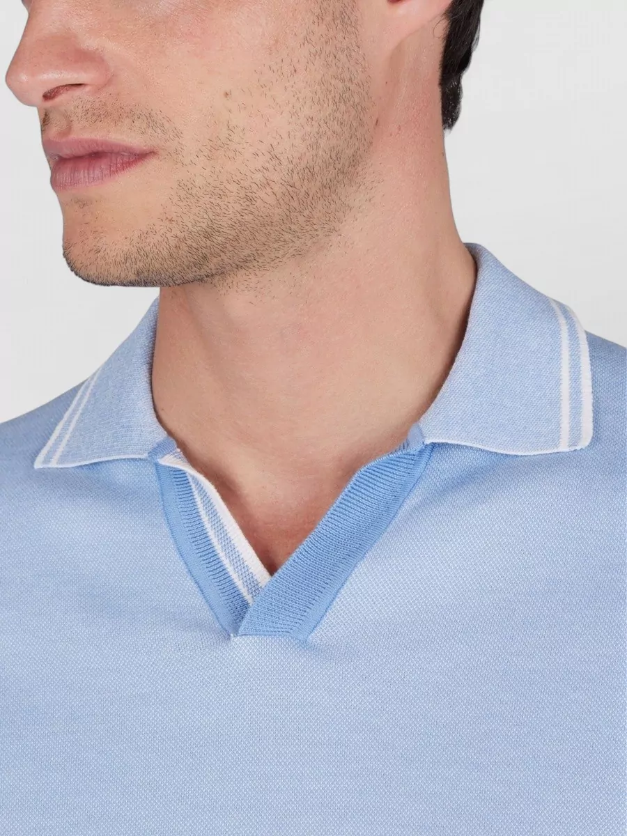 Paul & Shark Polo Shirt Contrast Trim Ribbed Cuffs Hem