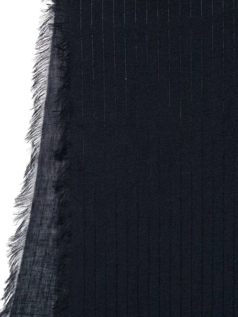 Fabiana Filippi Sheer Striped Scarf Featuring Frayed Edges