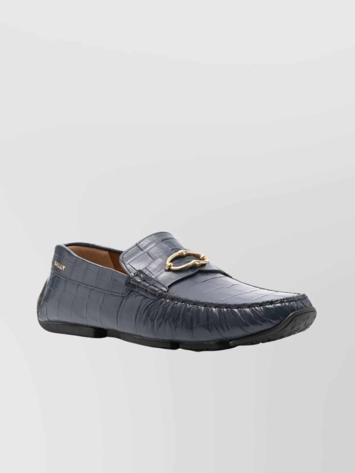 Shop Bally Crocodile Embossed Leather Loafers