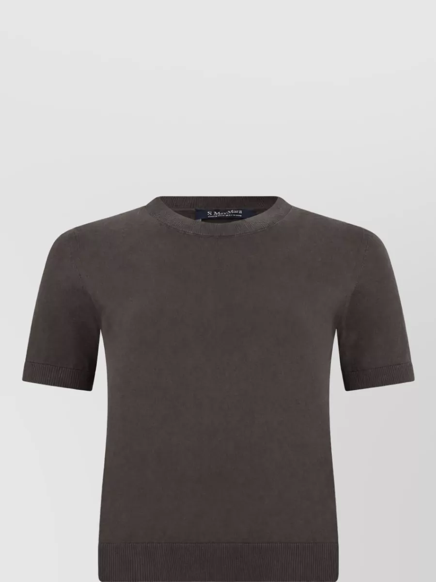S Max Mara Silk-blend short-sleeve crew-neck sweater