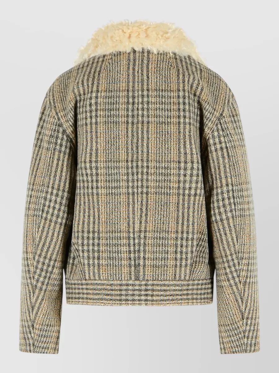 Isabel Marant Étoile Fadia Virgin Wool Jacket Plaid Shearling In Brown