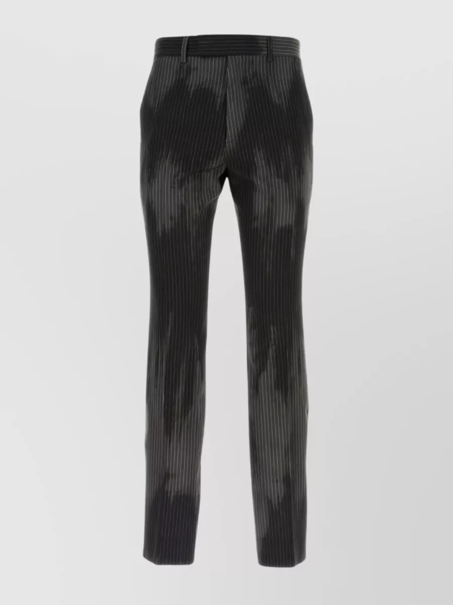 Shop Amiri Sun Faded Wool Blend Embroidered Pant In Black