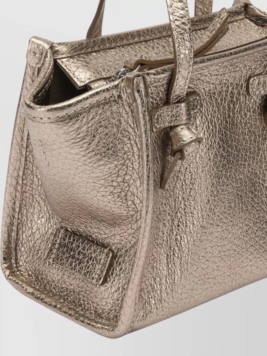 Gianni Chiarini Metallic Textured Crossbody Bag Top Handles Strap