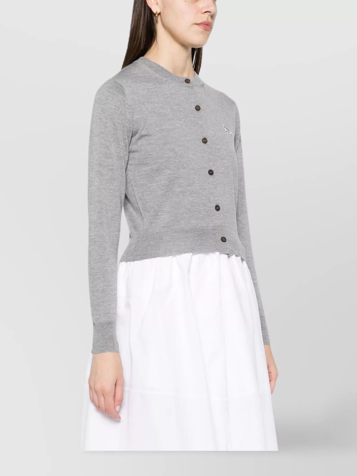 Shop Maison Kitsuné Fox Baby Patch Regular Cardigan In Blue