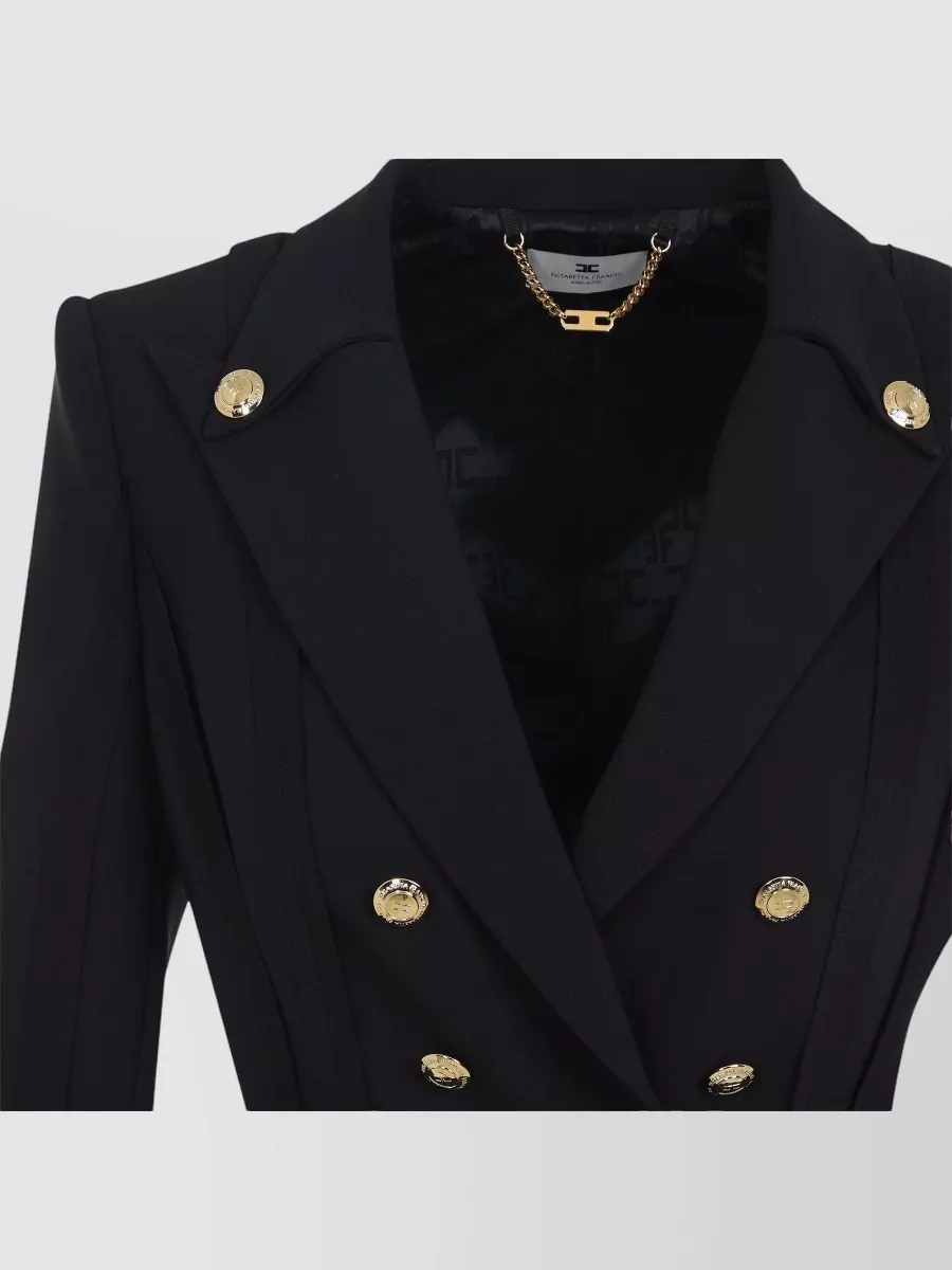 Elisabetta Franchi Balmain Tailored Jacket Gold Buttons Shoulders