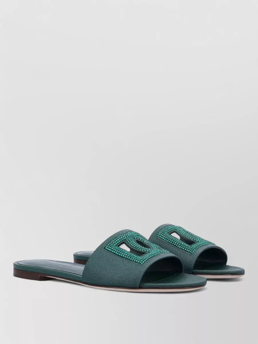 Dolce&Gabbana Crystal-embellished leather slides