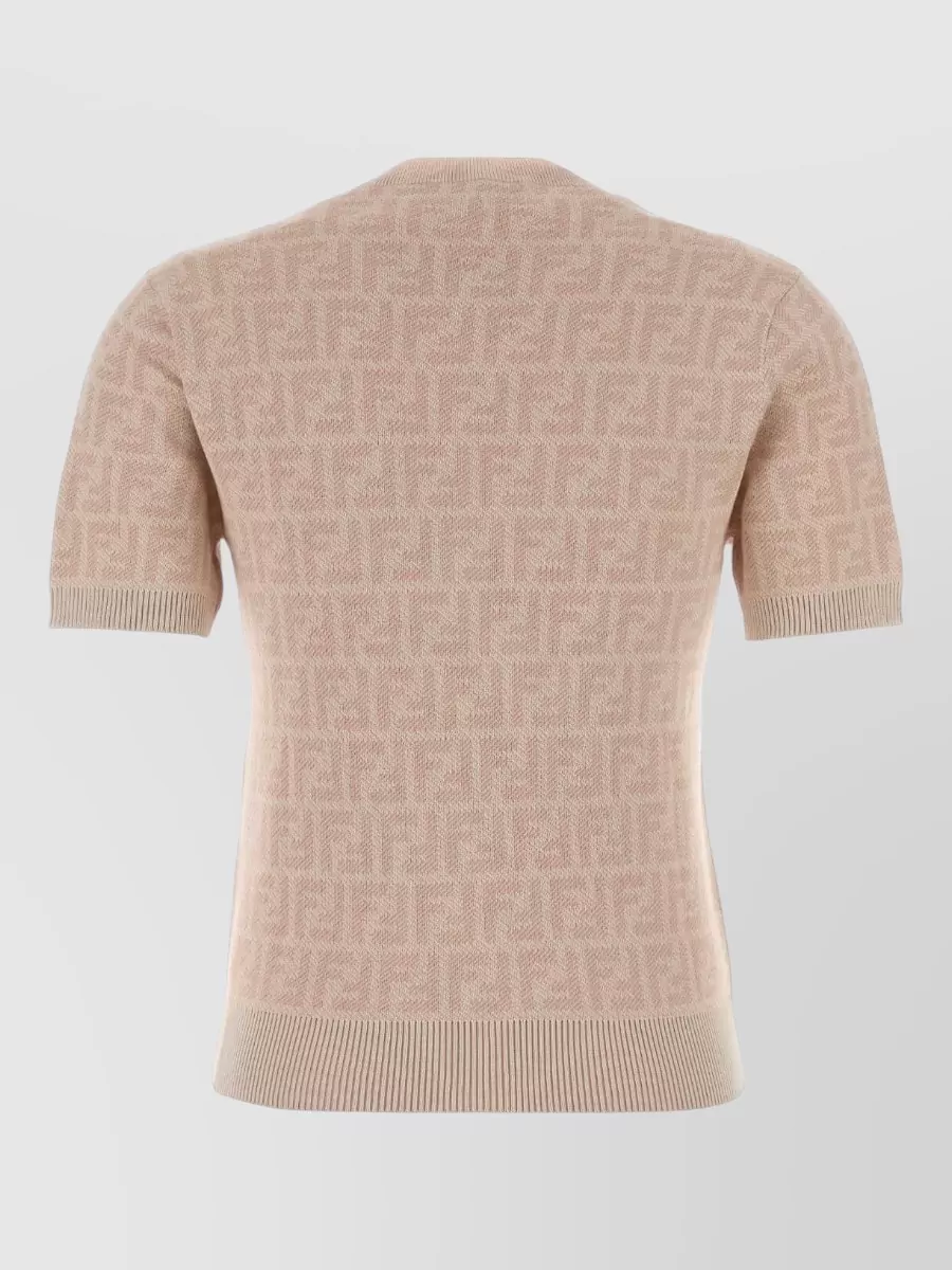 Fendi Wool Blend Sweater Crew Neck Textured In Pink