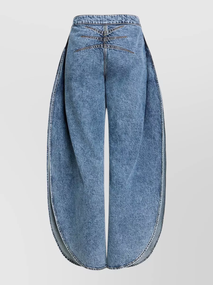 Alaïa Petal Denim Trousers Side Slit Lace Up
